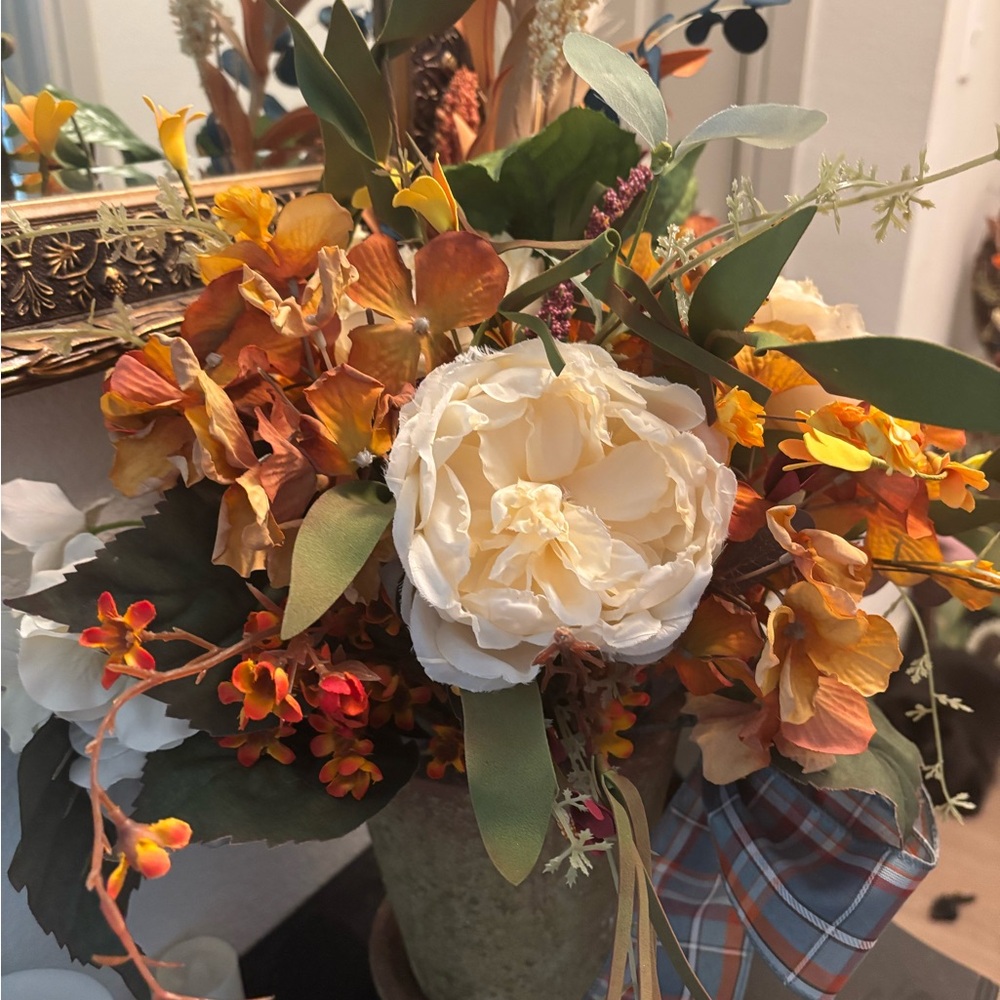 Hand Crafted Rust Faux Floral Arrangement Custom Designed NEW ITEM Final Sale
